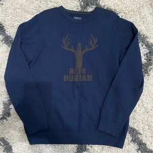 G.H. Bass & Co. Dark Blue Crewneck Sweater with Deer Design